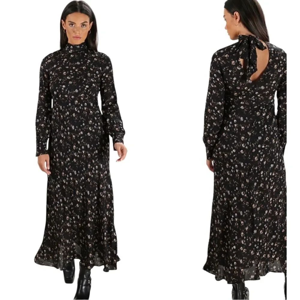 IRO Black Floral Maxi Dress US Size 2